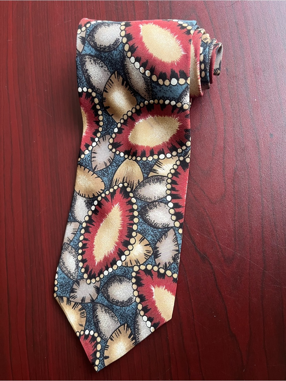Vintage Christian Dior Monsieur Men's Silk Tie Rare Abstract Medallion Pattern